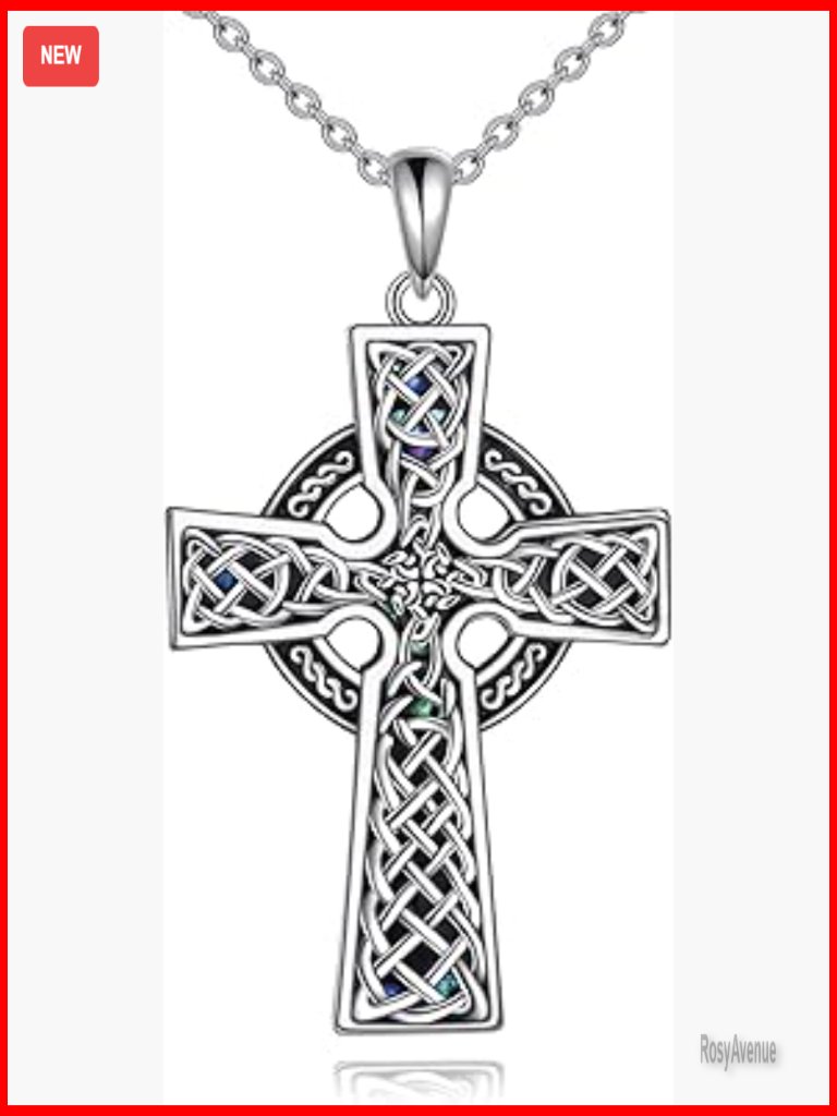 Sterling Silver Celtic Cross Pendant Necklace 18 Inch Chain